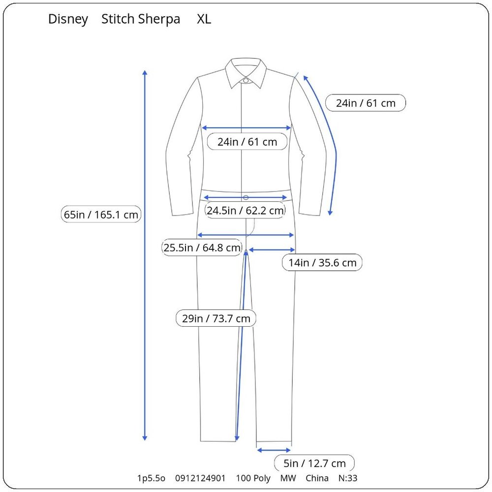 Disney Lilo & Stitch Pajamas Mens XL Costume Unionsuit Faux Sherpa Hoodie Hooded - Picture 7 of 7
